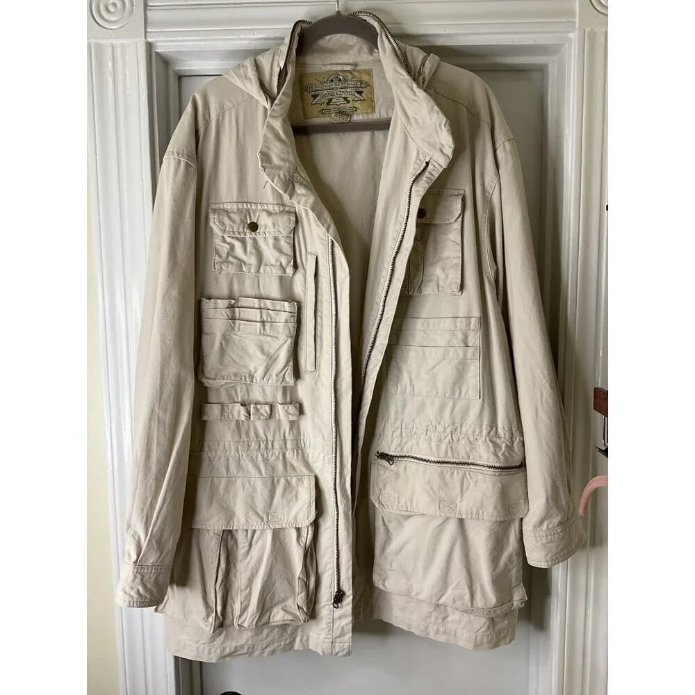 Vintage Banana Republic Field Jacket Mens Large Khaki Safari Outdoor Military